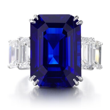 View full screen - View 1 of Lot 196. Sapphire and diamond ring.
