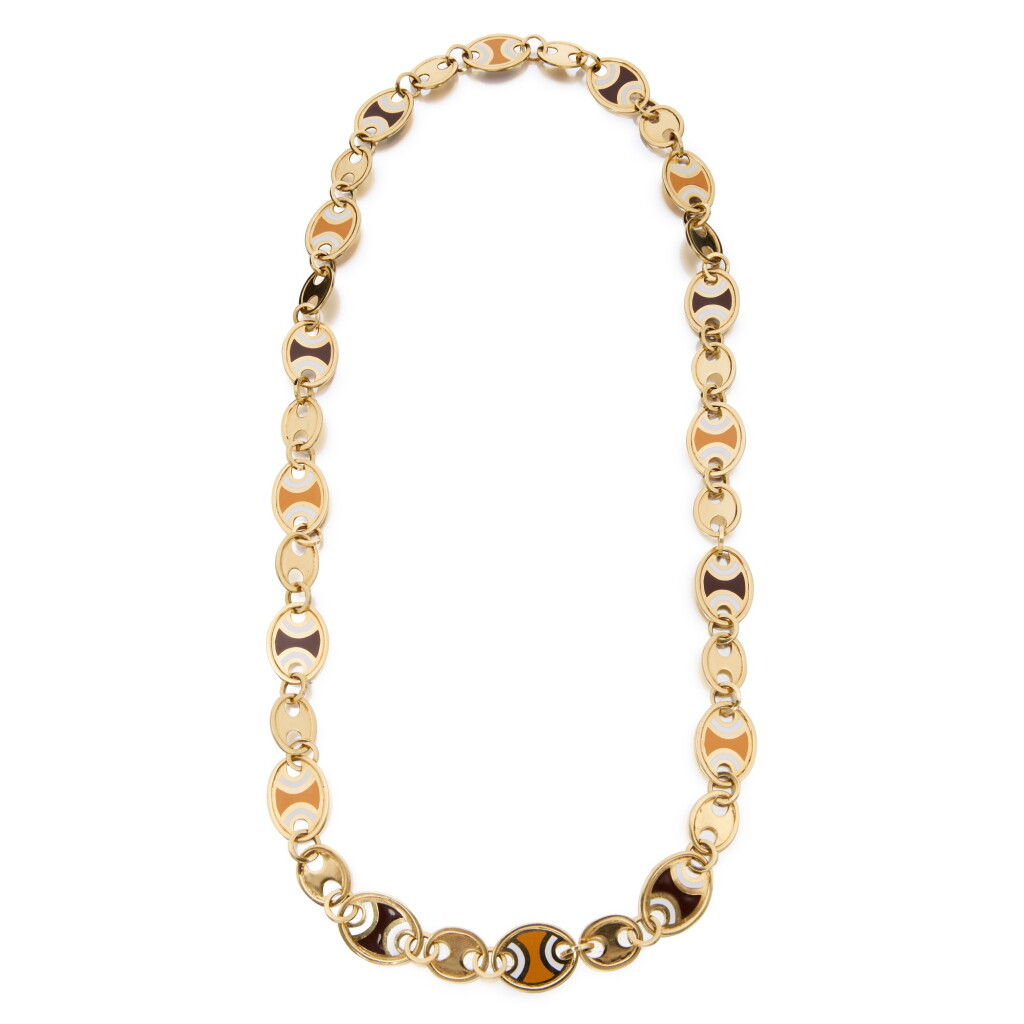 Voir en plein écran - Voir 1 du lot 311. Gold and Enamel Necklace.