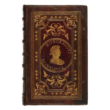 View full screen - View 1 of Lot 1435. Sophocles, Tragodiai, Venice, Aldo Manuzio, 1502, Bolognese brown goatskin, ca. 1520, by the German Students' Binder.