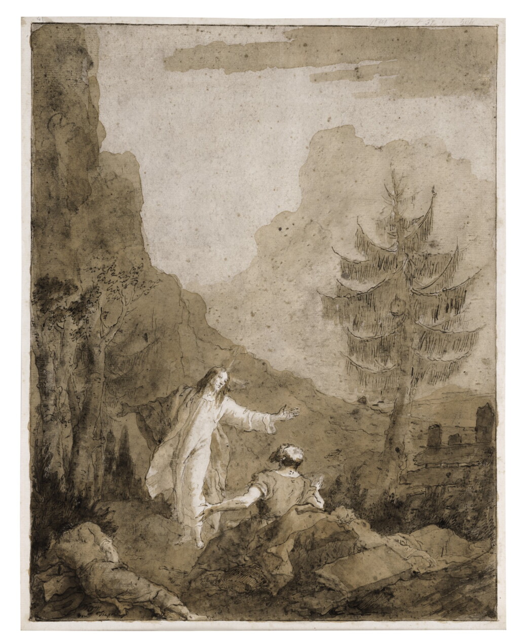 View full screen - View 1 of Lot 267. Christ at Gethsemane with Saints Peter, James, and John.