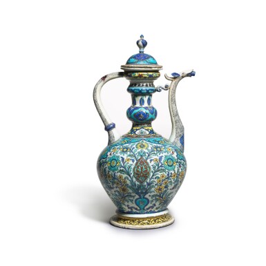 View full screen - View 1 of Lot 133. A large Iznik-style earthenware ewer, possibly Samson, France, circa 1895.