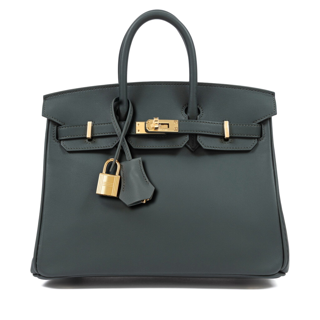View full screen - View 1 of Lot 612. Vert Mangrove Swift Birkin 25 Permabrass Hardware, 2025.