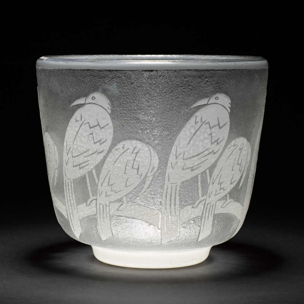 View full screen - View 1 of Lot 145. Daum A white overlay glass vase.