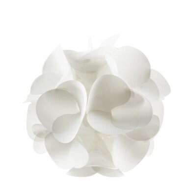 View full screen - View 1 of Lot 440. Pendant light, 1968 | Pendelleuchte aus Kunststoff, signiert Raoul Raba auf einem Blatt.