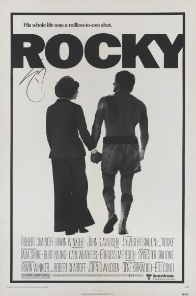View full screen - View 1 of Lot 298. ROCKY (1977) POSTER, US, SIGNED BY SYLVESTER STALLONE.