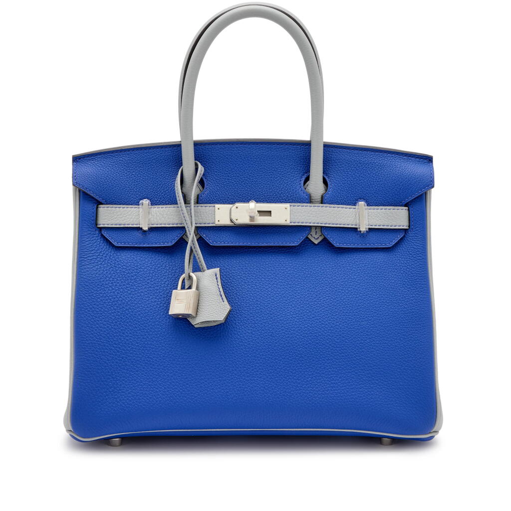 View full screen - View 1 of Lot 120. Bleu Electric and Bleu Glacier Togo HSS Birkin 30 Brushed Palladium Hardware, 2016.