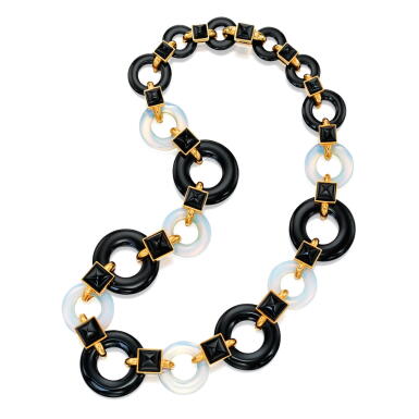View full screen - View 1 of Lot 4. Aldo Cipullo | Onyx and Opaline Necklace.