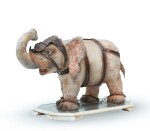 AN ITALIAN GESSO AND WOOD ELEPHANT, 18TH CENTURY | FIGURE D'ÉLÉPHANT EN BOIS ET GESSO PEINT, TRAVAIL ITALIEN DU XVIIIE SIÈCLE