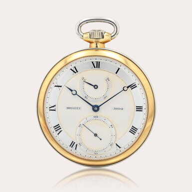 View full screen - View 1 of Lot 5. A very fine two-colour 18ct yellow and white gold open-faced keyless lever one-minute tourbillon watch with state-of-wind indication and presentation box.
