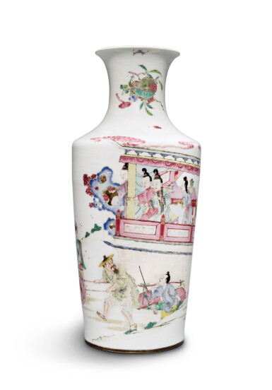 View full screen - View 1 of Lot 328. A famille-rose 'figural' baluster vase, Qing dynasty, Yongzheng period | 清雍正 粉彩西廂記人物故事圖瓶.