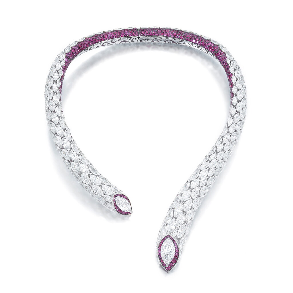 View full screen - View 1 of Lot 562. Ruby and Diamond Necklace.