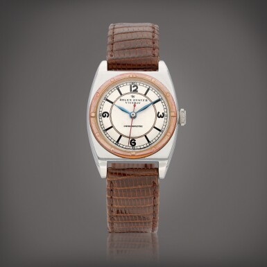 View full screen - View 1 of Lot 8736. Oyster Viceroy, Reference 3359 | A pink gold and stainless steel wristwatch, Circa 1944 | 勞力士 | Oyster Viceroy 型號3359 | 粉紅金及精鋼腕錶,約1944年製.