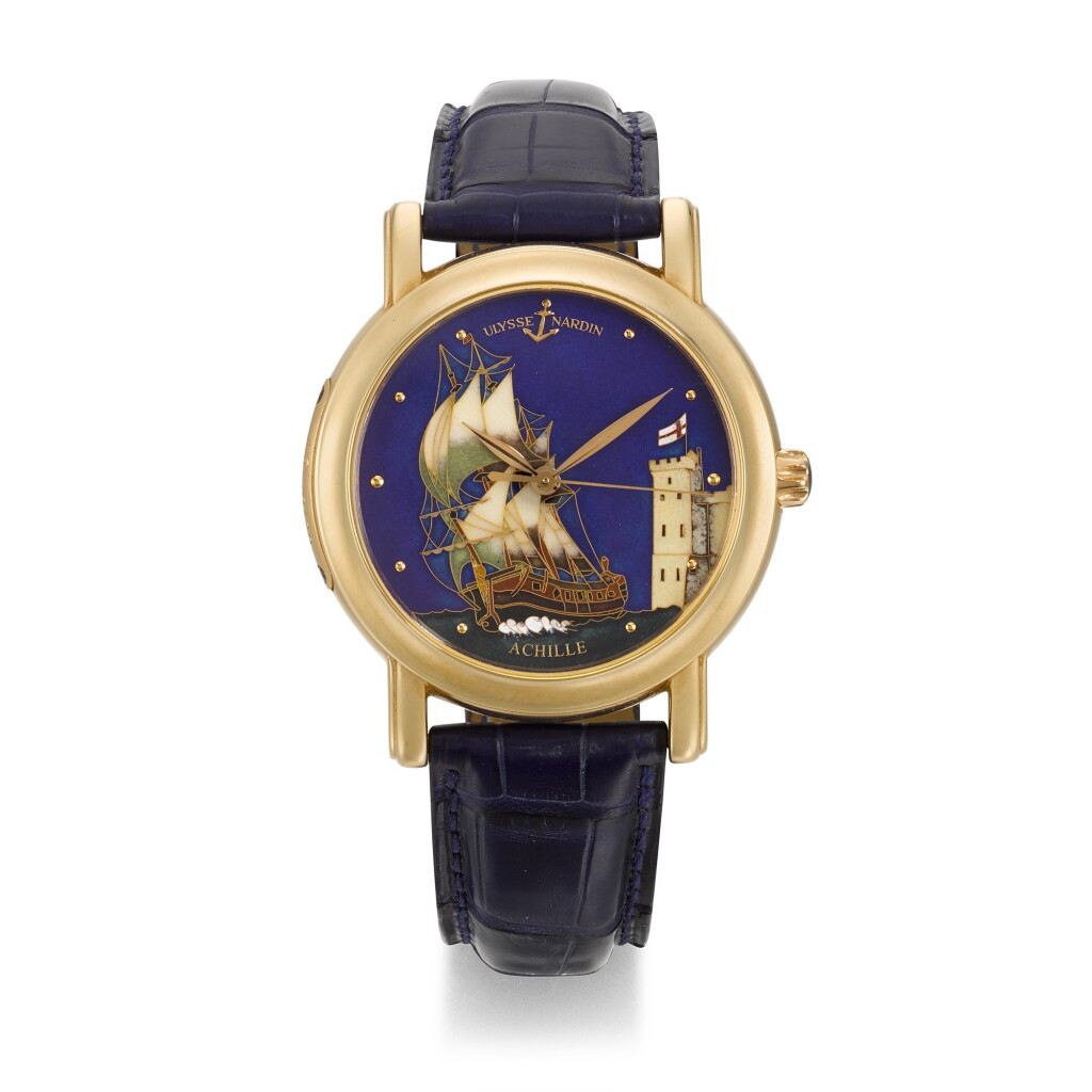 View full screen - View 1 of Lot 309. ULYSSE NARDIN | SAN MARCO ACHILLE, REF 136-11, LIMITED EDITION PINK GOLD WRISTWATCH WITH CLOISONNÉ ENAMEL DIAL, CIRCA 2005.