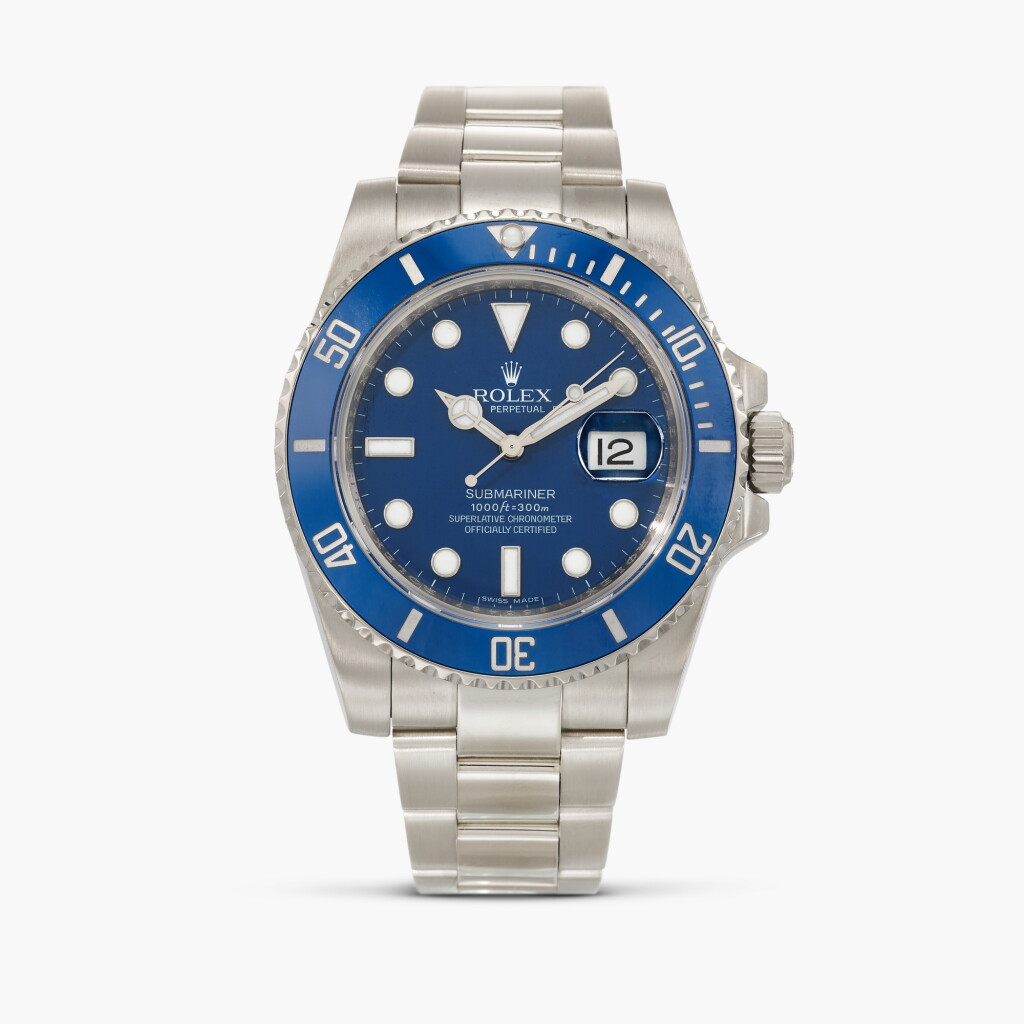 View full screen - View 1 of Lot 34. Submariner 'Smurf', Reference 116619 | A white gold wristwatch with date and bracelet | Circa 2014.
