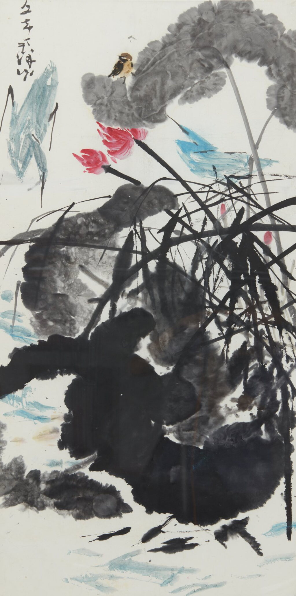 View full screen - View 1 of Lot 32. Chen Wen Hsi 陳文希 | Lotus and herons 蓮花和蒼鷺.