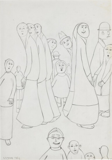 View full screen - View 1 of Lot 628. LAURENCE STEPHEN LOWRY, R.A. | CHILDREN IN A CROWD.