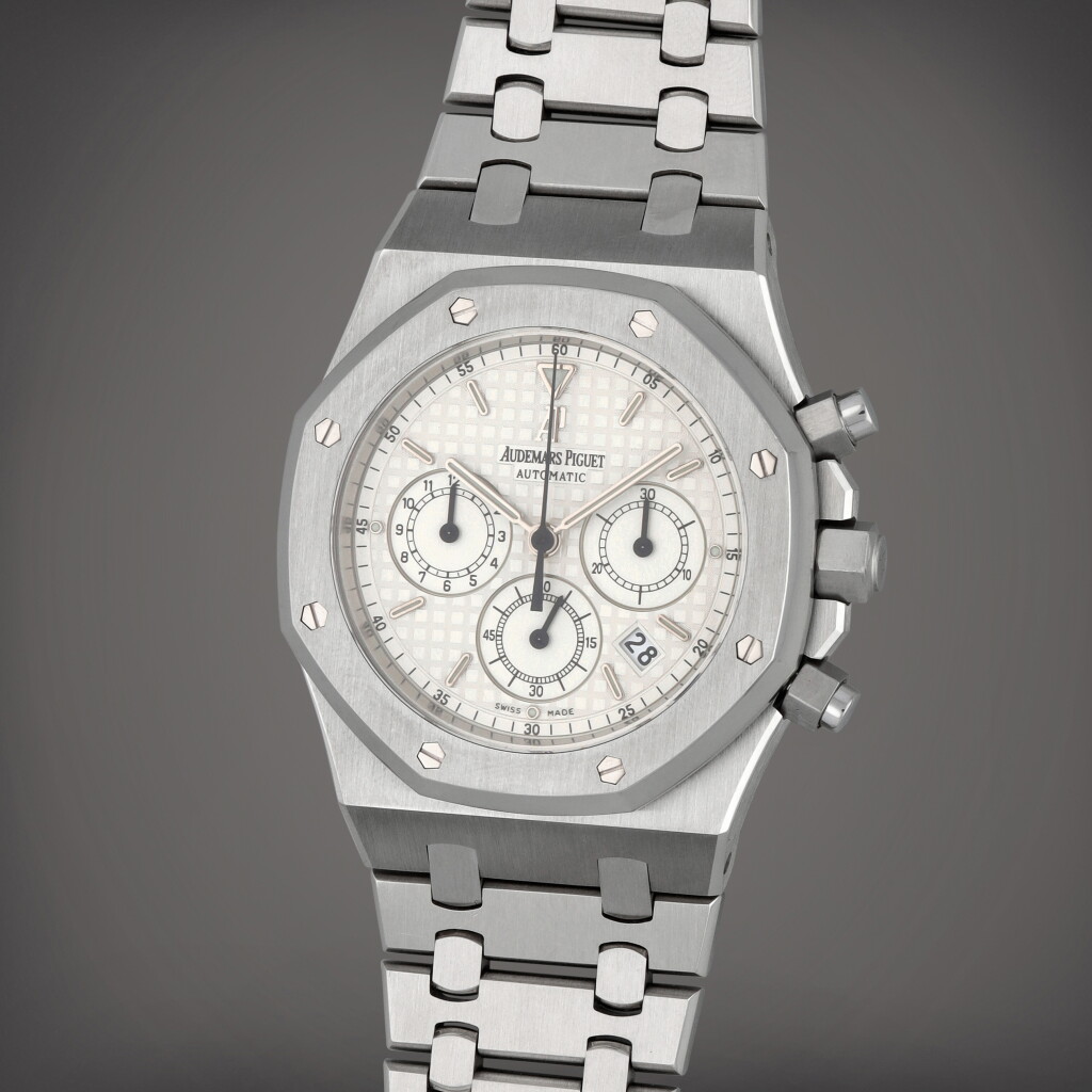 View full screen - View 1 of Lot 61. Royal Oak 'Kasparov', Reference 25860ST.OO.110ST.05 | A stainless steel chronograph wristwatch with date and bracelet | Circa 2002 | 愛彼 | Royal Oak 'Kasparov' 型號25860ST.OO.110ST.05 | 精鋼計時鏈帶腕錶備日期顯示,製作年份約2002.
