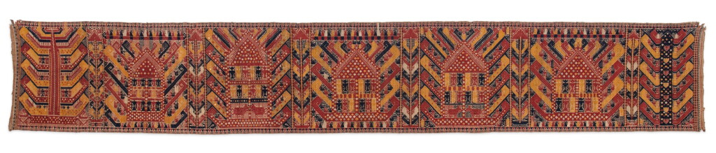 View full screen - View 1 of Lot 40. Tissu cérémoniel "à jonques" palepai, Lampung, Sumatra, Indonésie, 19e siècle | Ceremonial hanging "ship cloth" palepai, Lampung, Sumatra, Indonesia, 19th century.