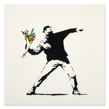 View full screen - View 1 of Lot 1126. Banksy 班克斯 | Love is in the Air 愛在空氣中.