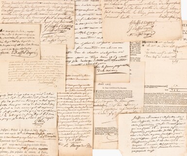 View full screen - View 1 of Lot 58. 16 lettres ou documents, certains autographes et signés, parfois relatifs aux maisons louées par Sade pour organiser ses débauches..
