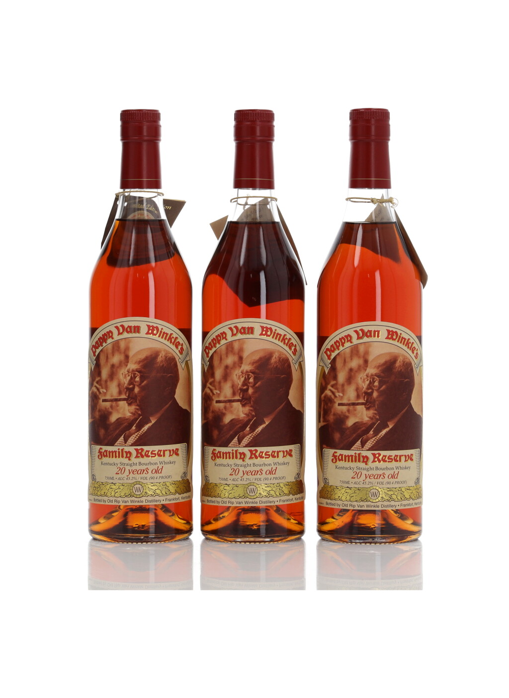 View full screen - View 1 of Lot 34. Pappy Van Winkle's 20 Year Old Family Reserve 90.4 Proof NV (3 Bottles 75cl).