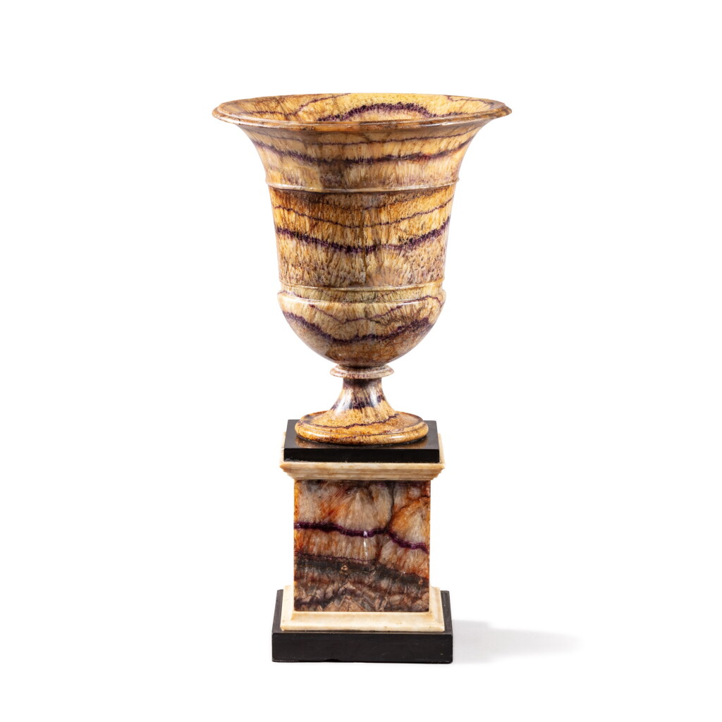 View full screen - View 1 of Lot 685. A George III Blue John campana form vase, Derbyshire, late 18th century/early 19th century.