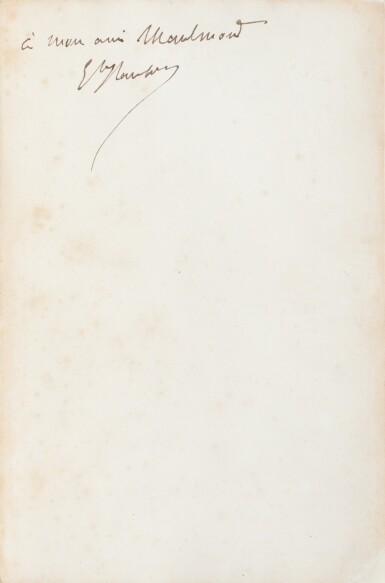 View full screen - View 1 of Lot 71. La Tentation de Saint Antoine. 1874. In-8, broché. 1/75 ex. sur Hollande. Envoi à Maulmont. 2 l.a.s. jointes.