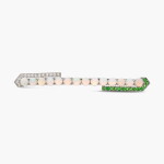 Art Deco Opal, Demantoid Garnet and Diamond Brooch