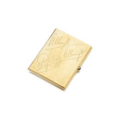 View full screen - View 1 of Lot 1006. Gold and sapphire cigarette case, circa 1927.