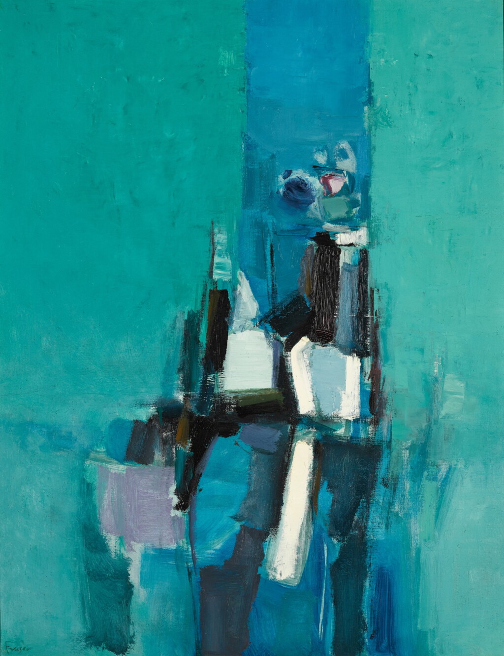 全萤幕检视 - 查看696DONALD HAMILTON FRASER | BLUE AND GREEN STILL LIFE WITH FLOWERS的1