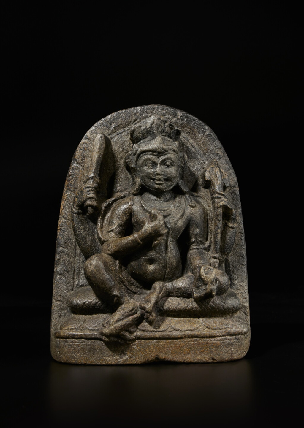 View full screen - View 1 of Lot 817. A black stone stele of Chaturbhuja Mahakala, Northeastern India, Pala period, 9th / 10th century.
