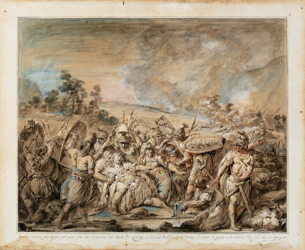 View full screen - View 1 of Lot 99. JACQUES GAMELIN | HECTOR'S BODY, WOUNDED BY AJAX, IS BROUGHT TO THE ZANTHE RIVER .