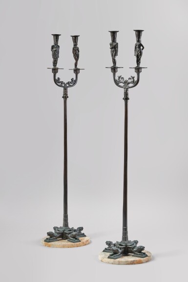 View full screen - View 1 of Lot 217. A Pair of "Venus and Vulcan" and "Adam and Eve" Candelabrum.