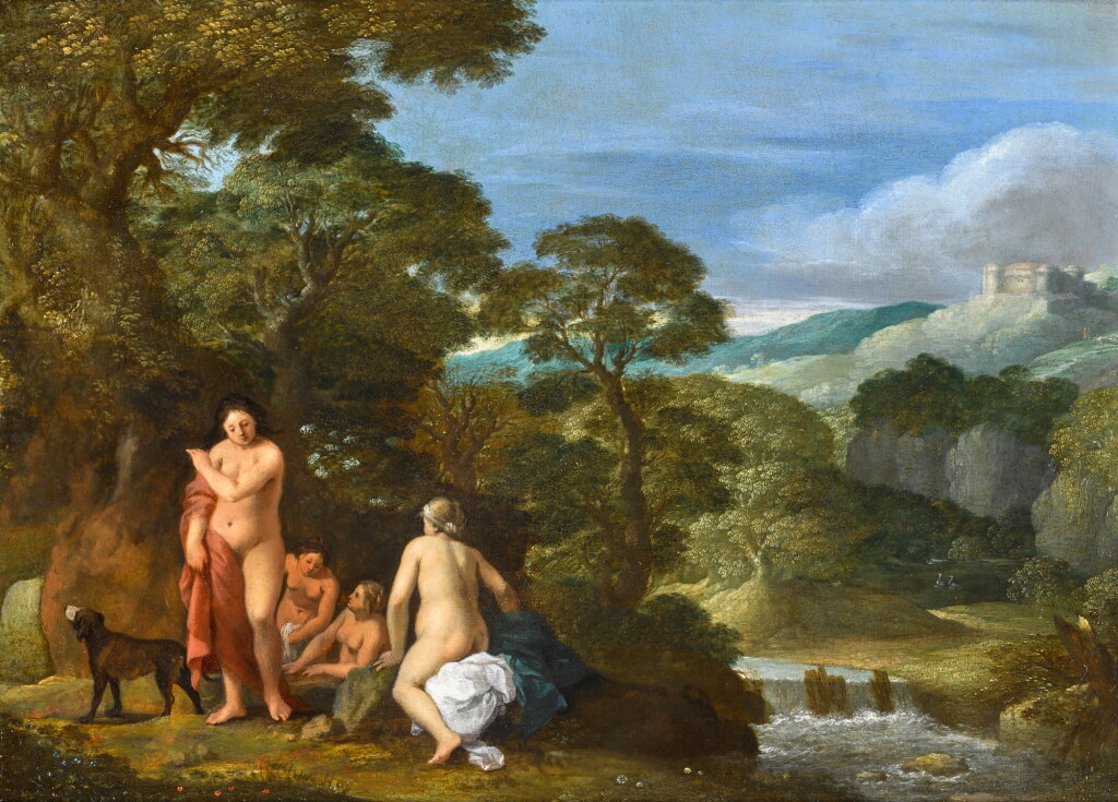 View full screen - View 1 of Lot 166. Diana and her nymphs in a bosky landscape setting.