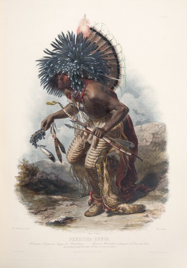 View full screen - View 1 of Lot 22. Bodmer, Karl, and Prince Maximilian zu Wied-Neuwied. Travels in the Interior of North America... A very fine set of the greatest illustrated American travel narrative and the most important depiction of American Indians in the frontier era: the rare English edition, with all 81 plates issued “superbly colored” and on large paper.