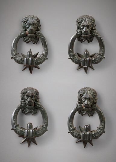 View full screen - View 1 of Lot 16. Four Doorknockers with the Heraldic Emblems of the Peretti Family.