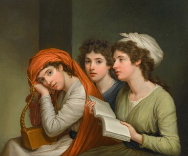 View full screen - View 1 of Lot 46. Triple portrait of Emma, Lady Hamilton (1765–1815), as the three Muses | 《裝扮成三位繆斯的愛瑪・漢密爾頓夫人(1765–1815年)肖像》.