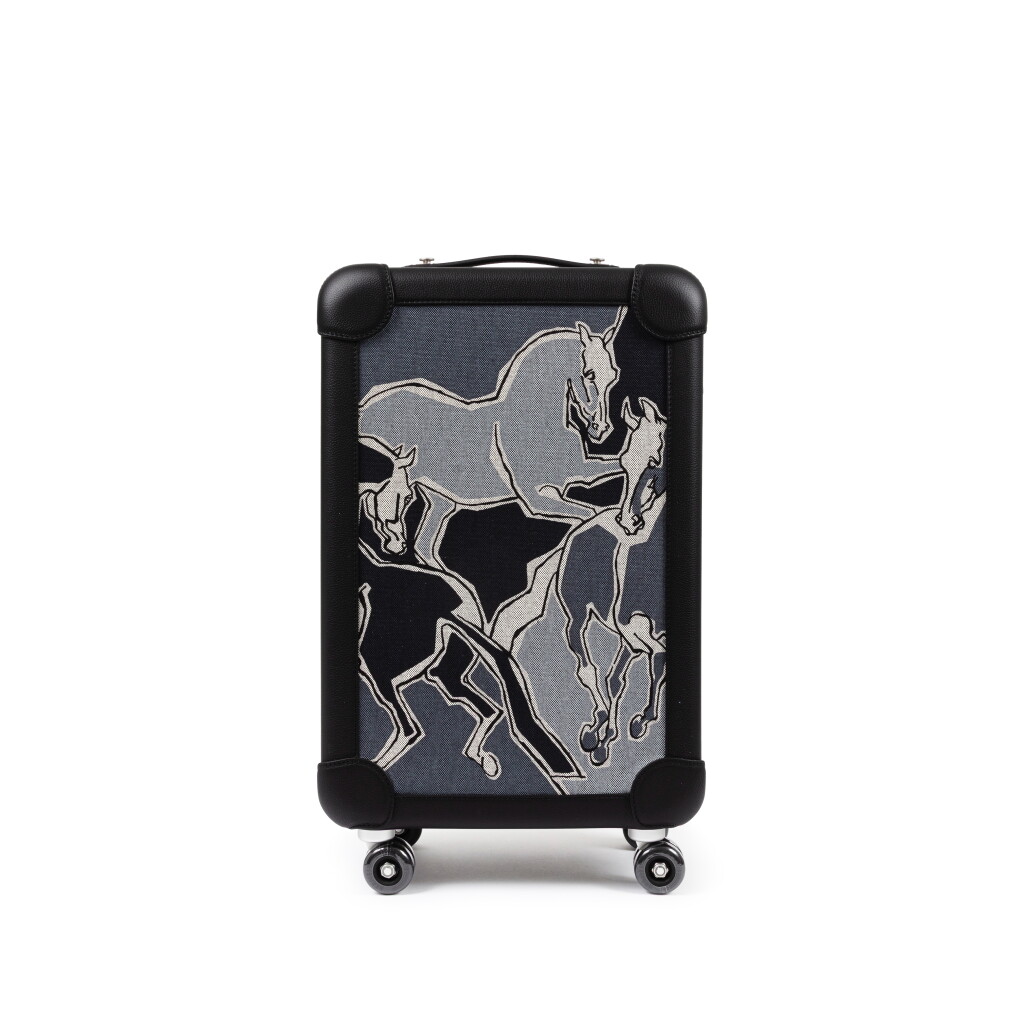 View full screen - View 1 of Lot 403. Gris Foncé, Ecru and Black Canvas and Taurillon Régate R.M.S. Business Carry-on '' La Danse des Chevaux'' Suitcase Aluminum and Steel Hardware, 2025.