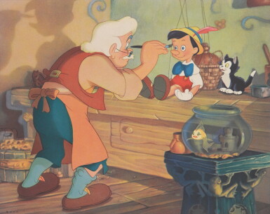 View full screen - View 1 of Lot 5. PINOCCHIO (1940) ORIGINAL ARTWORK USED TO CREATE THE BRITISH FRONT OF HOUSE LOBBY CARDS.