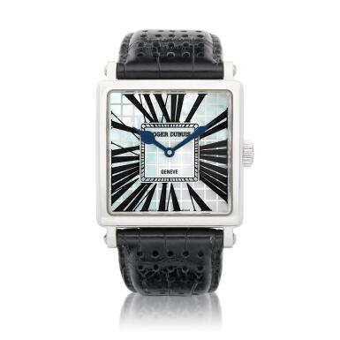 View full screen - View 1 of Lot 2022. Golden Square, Reference G37 14 0 GN1G. 7A A limited edition white gold wristwatch with mother-of-pearl dial, Circa 2011 | 羅杰杜彼 | Golden Square 型號G37140GN1G.7A | 限量版白金腕錶,備珠母貝錶盤,約2011年製.