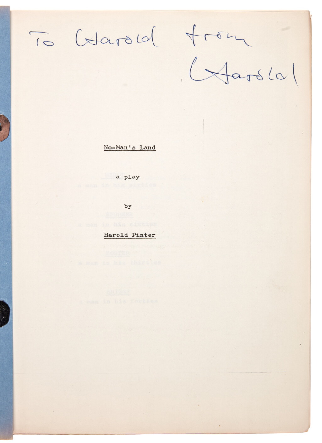 View full screen - View 1 of Lot 354. Harold Pinter | A collection of typescript plays presented to a lifelong friend, with related material, 1970-2008.