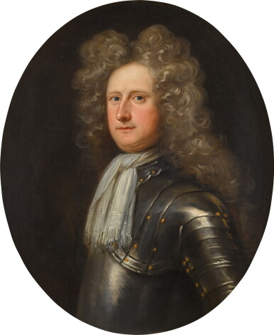 View full screen - View 1 of Lot 68. Portrait of Samuel Shute, 5th Governor of Massachusetts (1662–1742), in armour wearing a white cravat.