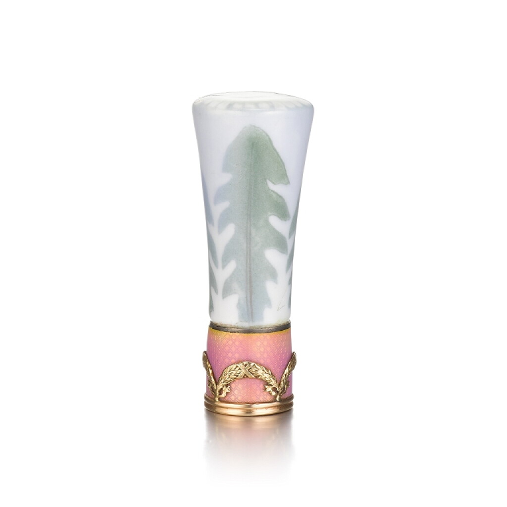 View full screen - View 1 of Lot 1030. A porcelain parasol handle with gold, silver and enamel mounts, the porcelain Royal Copenhagen, early 20th century.