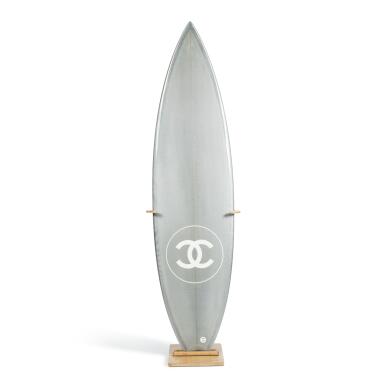 View full screen - View 1 of Lot 188. Limited Edition Philippe Barland Silver Carbon Fiber, Polyuerathane and Fiberglass CC Surfboard, 2019.