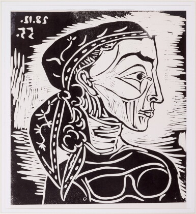 View full screen - View 1 of Lot 157. PABLO PICASSO | PROFIL DE JACQUELINE AU FOULARD (BA. 1033).