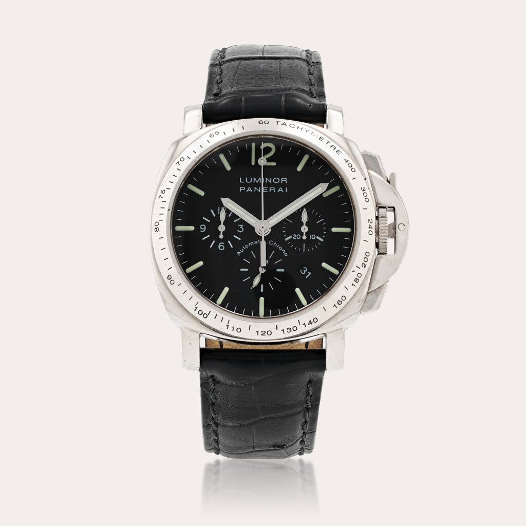 View full screen - View 1 of Lot 436. Luminor, PAM00045, limited edition Montre bracelet chronographe en or blanc avec date | White gold chronograph wristwatch with date Vers 2000 | Circa 2000.