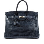 Bleu Abysse Shiny Porosus Crocodile Birkin 35 Palladium Hardware, 2011