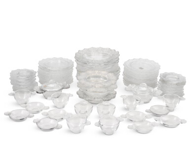 View full screen - View 1 of Lot 203. A Lalique 'Honfleur' pattern composite part dessert service, second half 20th century.