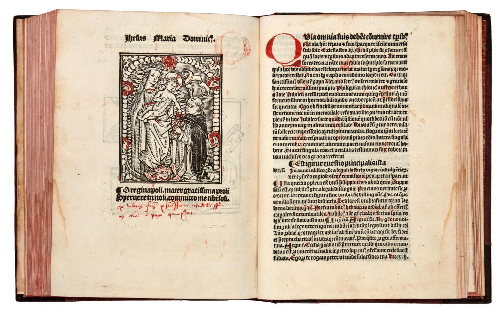 View full screen - View 1 of Lot 12. Antonio da Brescia | Savonarola, and other works, 1485-1503, later half calf.