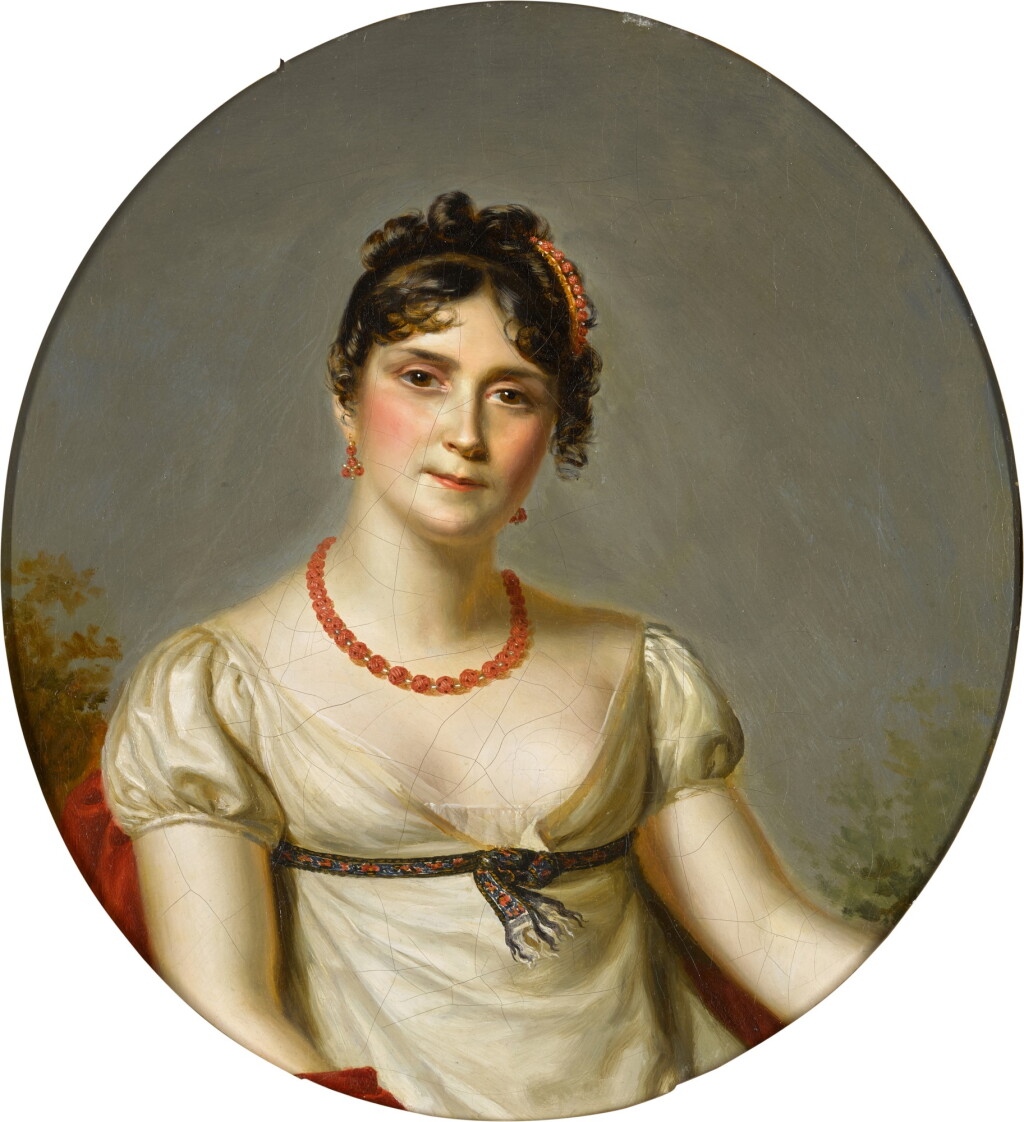 View full screen - View 1 of Lot 65. Portrait of the Empress Josephine of France (1763-1814), bust-length, wearing a white muslin dress.